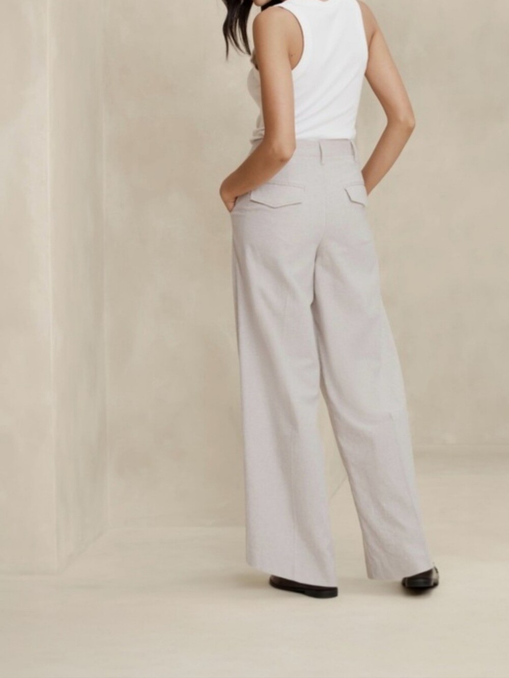 Banana Republic Factory Flax Linen Blend Pleated Wide Leg Pants Size 8 Trouser - Picture 12 of 16